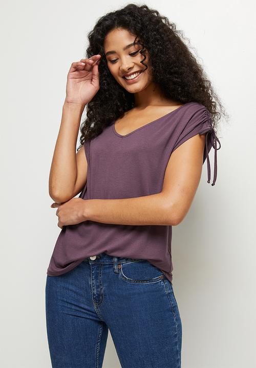 edit - Drawcord viscose tee - aubergine
