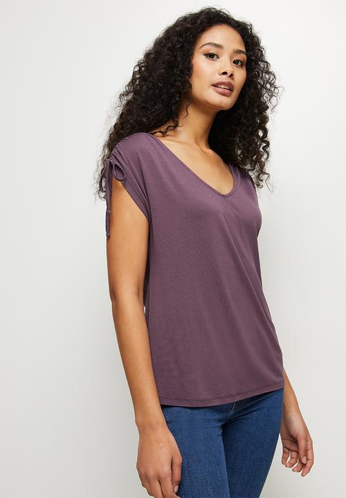 edit - Drawcord viscose tee - aubergine