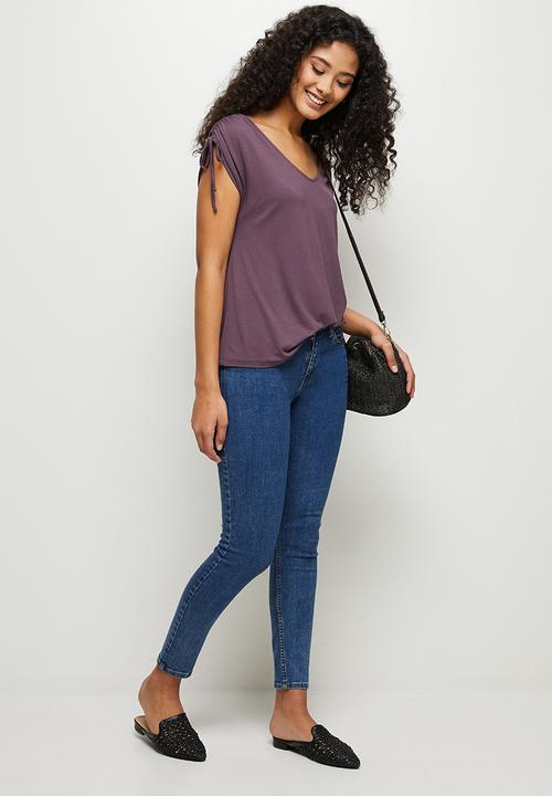 edit - Drawcord viscose tee - aubergine