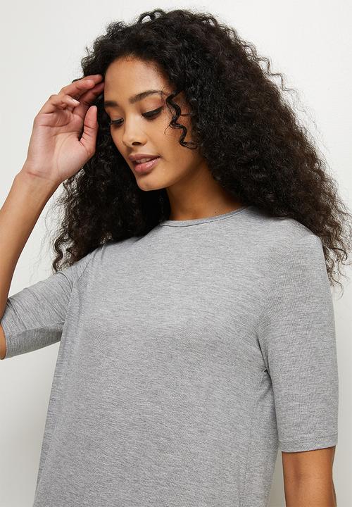 edit - Longline deep slit tee - grey
