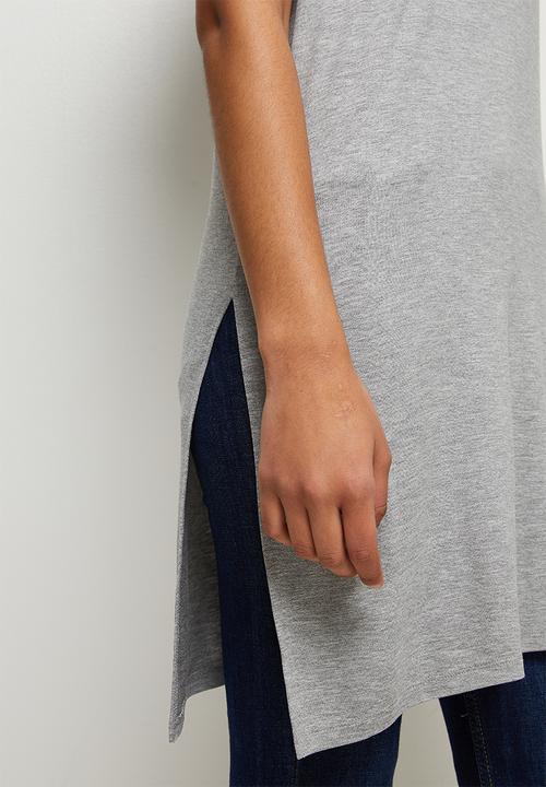 edit - Longline deep slit tee - grey
