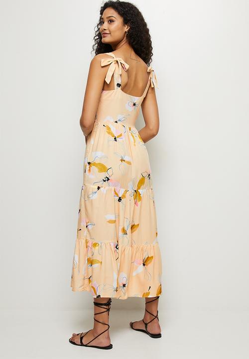 edit - Bow detail tiered maxi - natural
