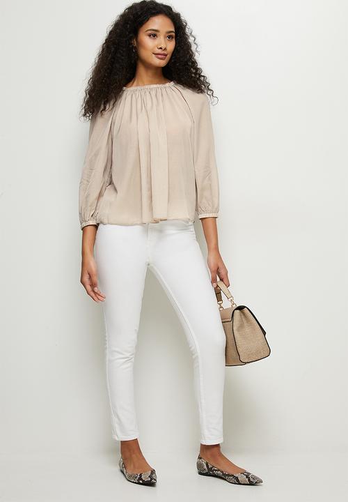 MILLA - Raglan sleeve sheer volume blouse - beige