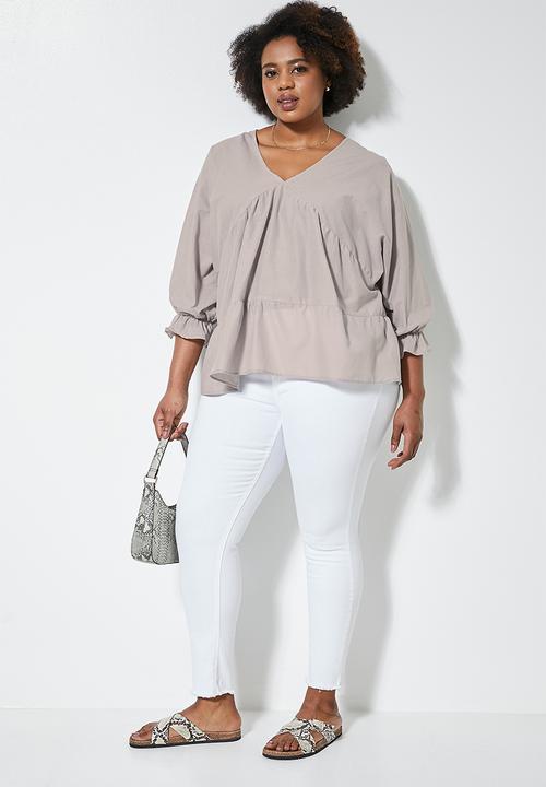 Superbalist - V-neck femme blouse - stone
