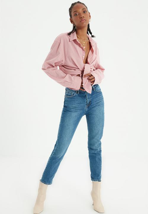 Trendyol - High waist mom jeans - blue