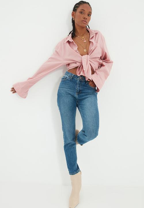 Trendyol - High waist mom jeans - blue