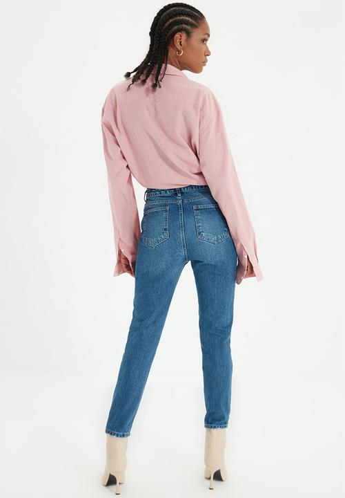 Trendyol - High waist mom jeans - blue