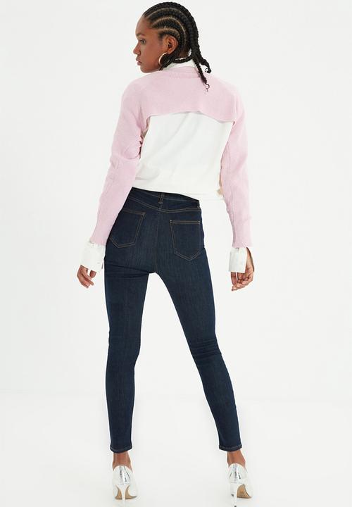 Trendyol - Front button high waist skinny jeans - navy
