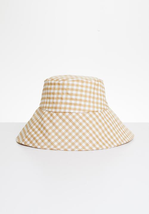 Superbalist - Gingham bucket hat - beige & white