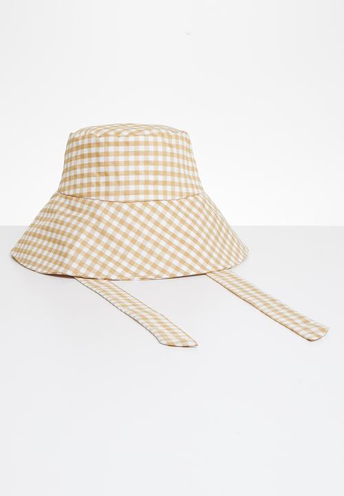 Superbalist - Gingham bucket hat - beige & white