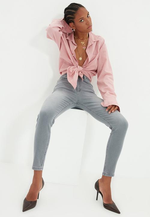 Trendyol - Regular waist skinny jeans - grey
