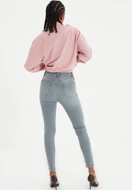 Trendyol - Regular waist skinny jeans - grey
