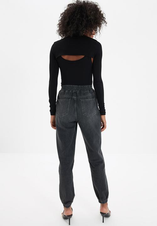 Trendyol - High waist jogger jeans - anthracite