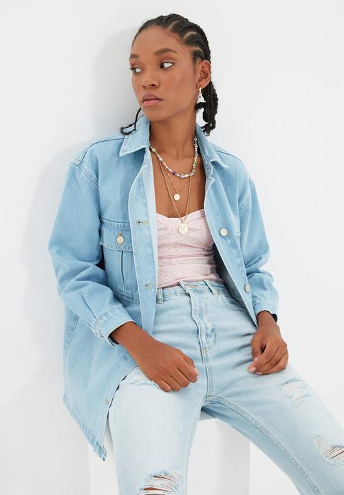 Trendyol - Pocket detailed denim shirt - blue