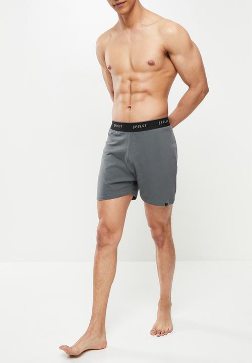 Superbalist - 2 Pack Kris knit boxer - dark grey & grey melange 
