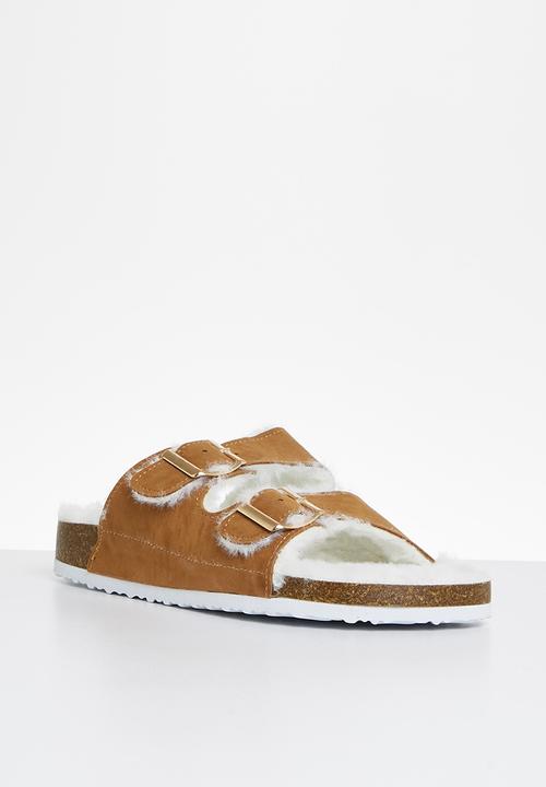 Superbalist - Coby faux fur slide - tan