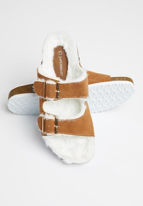 Superbalist - Coby faux fur slide - tan