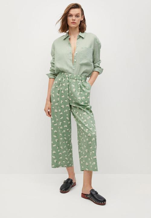 MANGO - Trousers wave - green