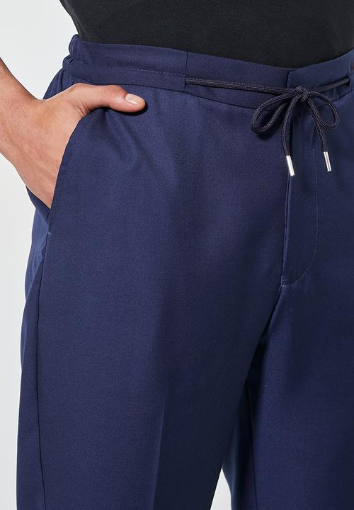 Superbalist - Deco fashion elastic waistband tapered trouser - navy