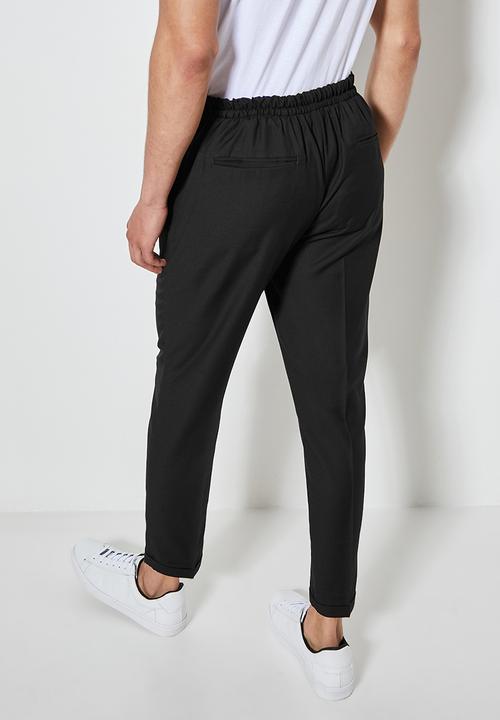 Superbalist - Deco fashion elastic waistband tapered trouser - black