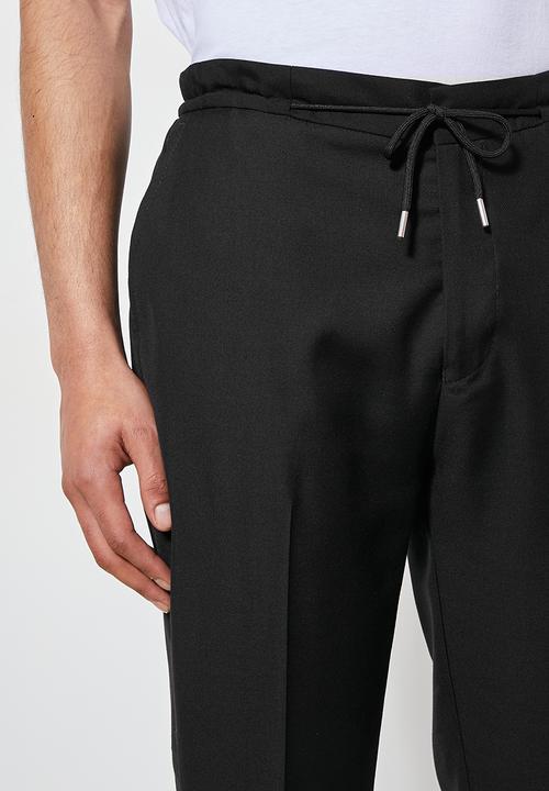 Superbalist - Deco fashion elastic waistband tapered trouser - black