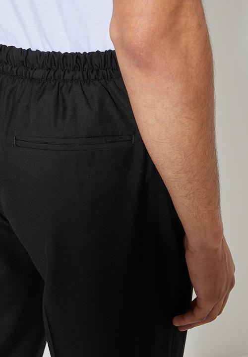 Superbalist - Deco fashion elastic waistband tapered trouser - black