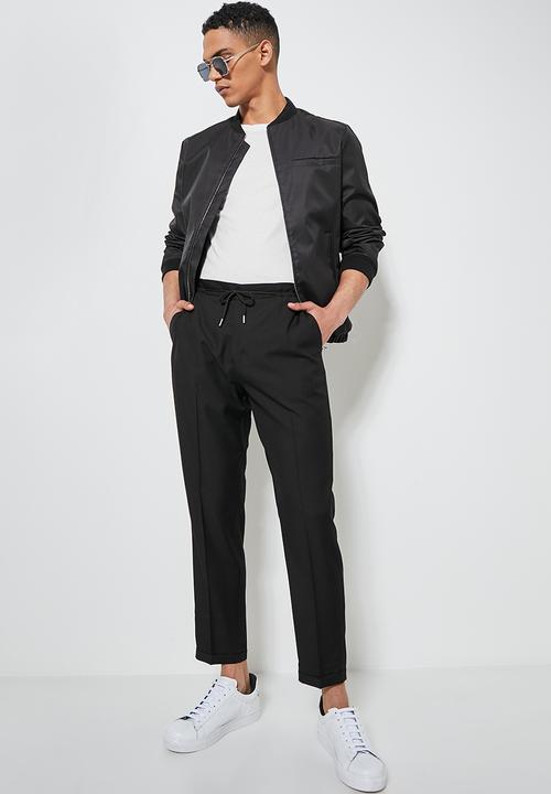 Superbalist - Deco fashion elastic waistband tapered trouser - black