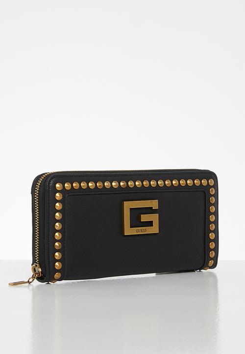 GUESS - Bling slg large zip around - black
