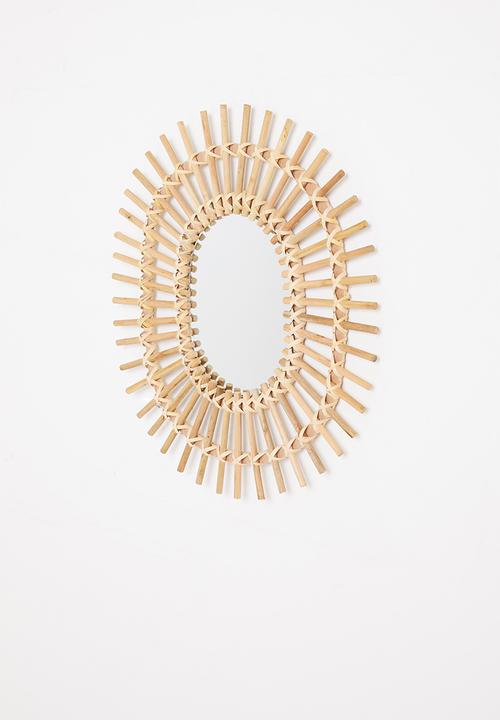 H&S - Rattan oval mirror - natural