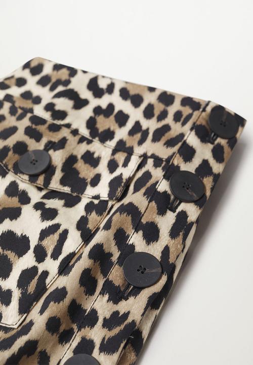 MANGO - Skirt fives - beige & black