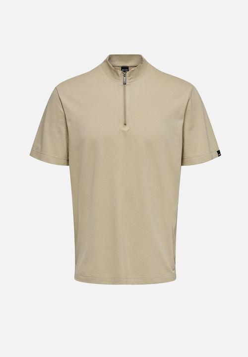 Only & Sons - Virl life quarter zip mock neck tee - incense