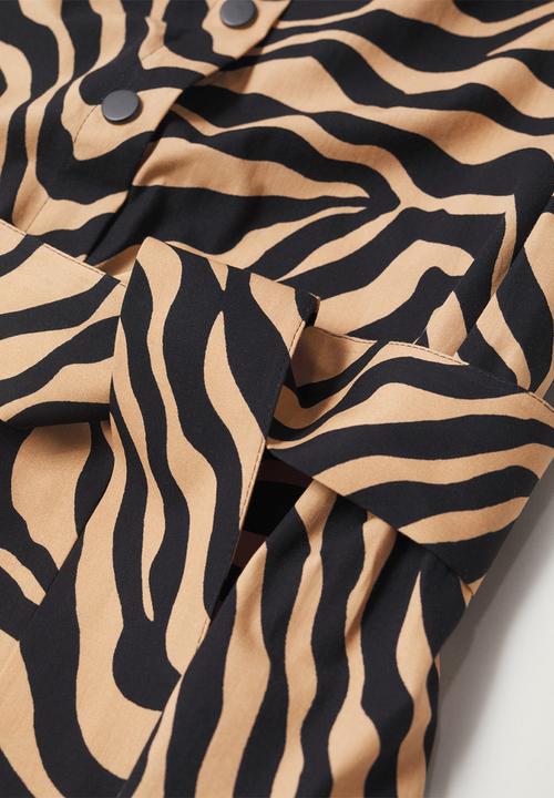 MANGO - Dress patagon - brown & black