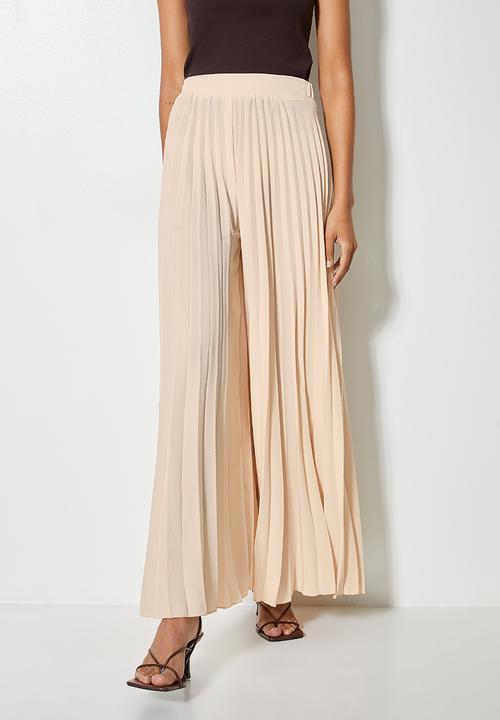 VELVET - Pleated palazzo - stone