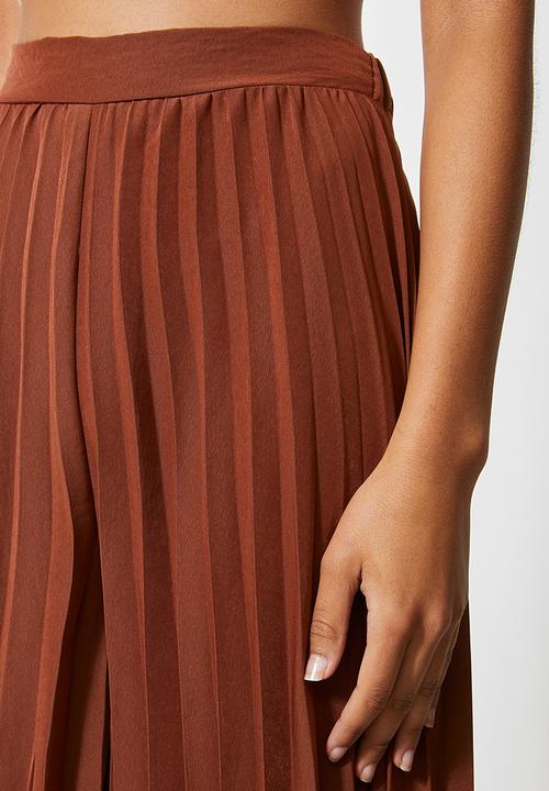 VELVET - Pleated palazzo - brown