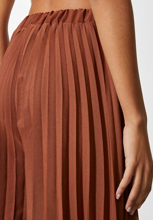 VELVET - Pleated palazzo - brown
