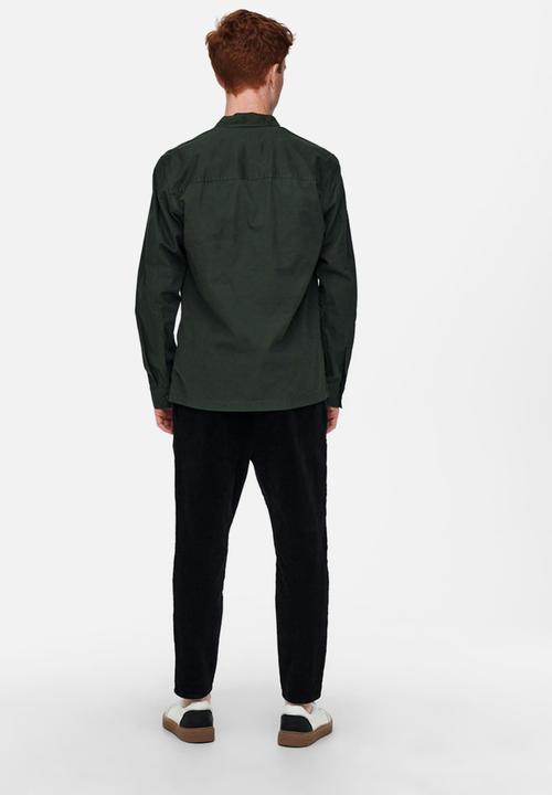 Only & Sons - Nicklas life long sleeve overshirt - peat