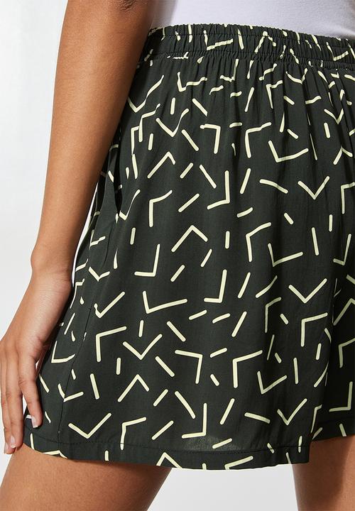 Superbalist - Printed pull on shorts - green & white 
