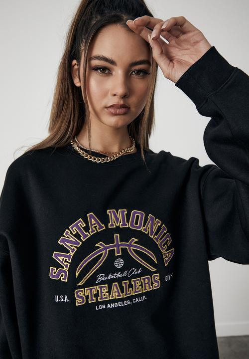 Factorie - Oversized graphic crew - black