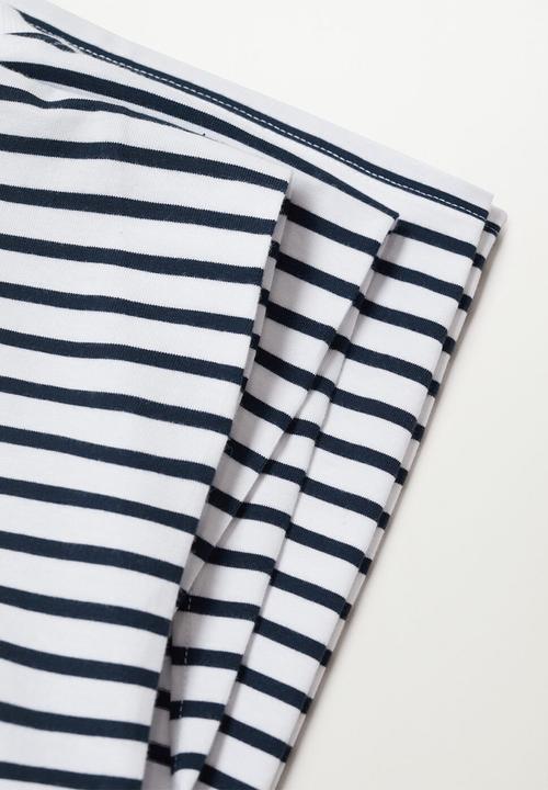 MANGO - T-shirt picasa - navy & white