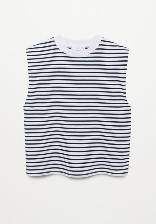 MANGO - T-shirt picasa - navy & white
