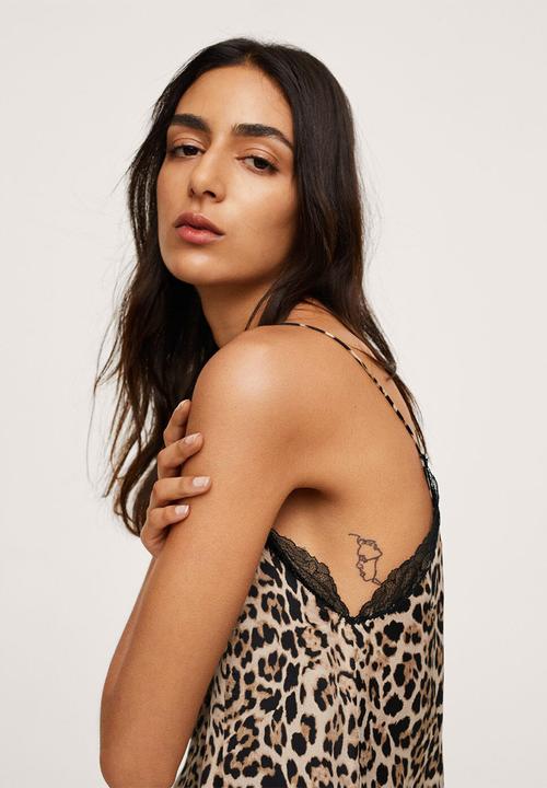 MANGO - Playsuit leo - black
