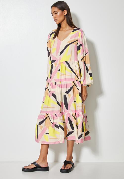 Superbalist - V-neck tiered dress - multi 