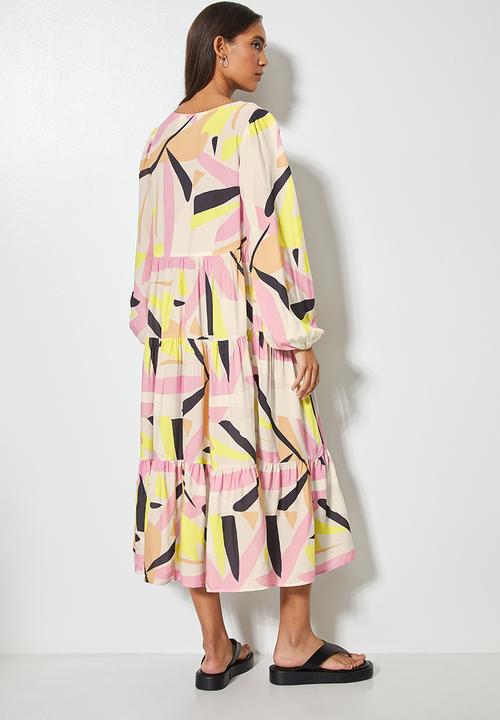 Superbalist - V-neck tiered dress - multi 