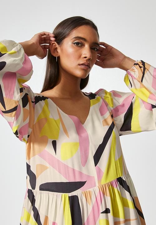 Superbalist - V-neck tiered dress - multi 