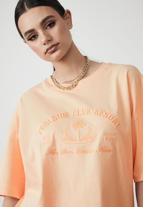 Factorie - Oversized graphic tee - pale papaya