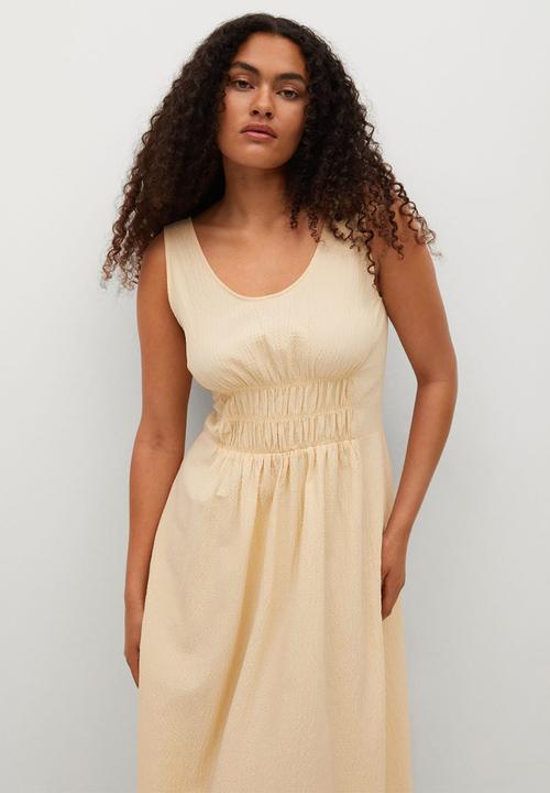 MANGO - Dress cream - light pastel yellow