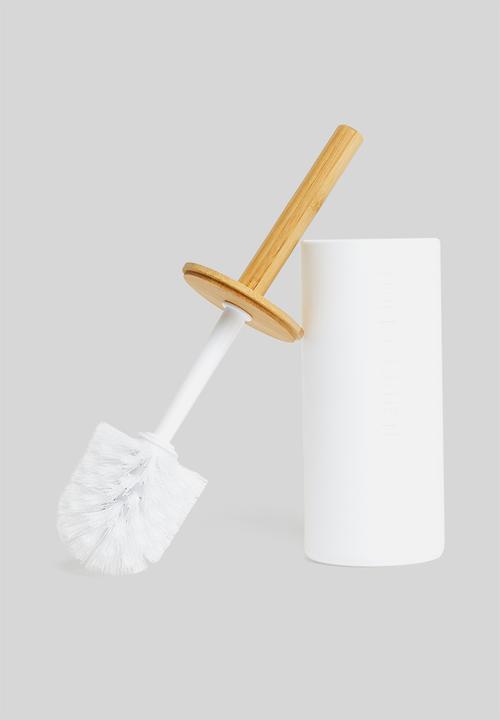 Bathroom Solutions - Toilet brush with bamboo base - white