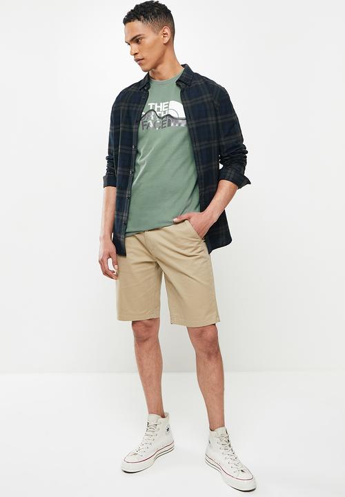 The North Face - Mens short sleeve mountain line tee - khaki