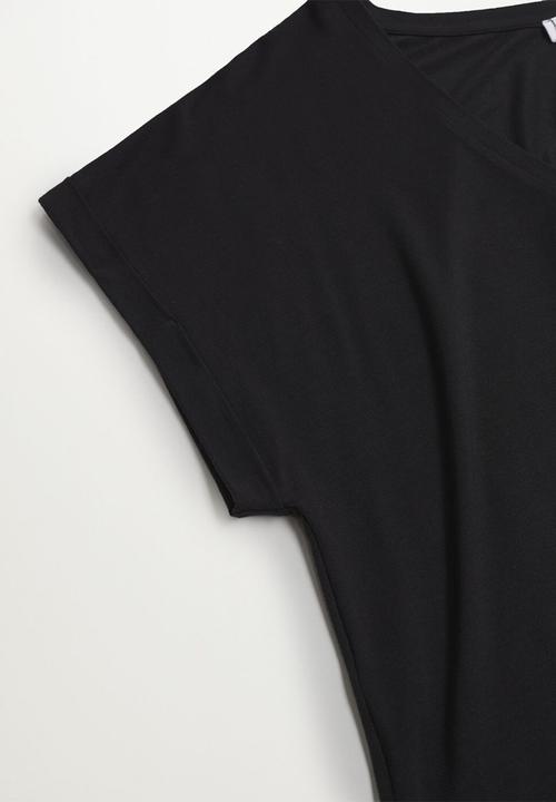 MANGO - T-shirt vispi - black