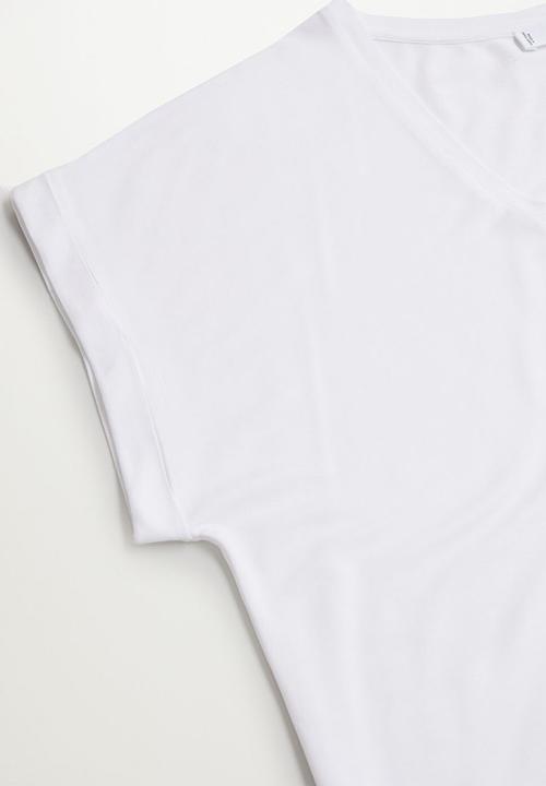 MANGO - T-shirt vispi - white
